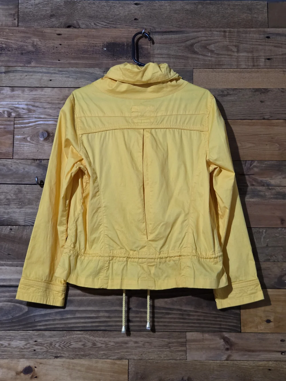 L.A.L. Live a Little Women's L Yellow Casual Utility Jacket Drawstring Full Zip
